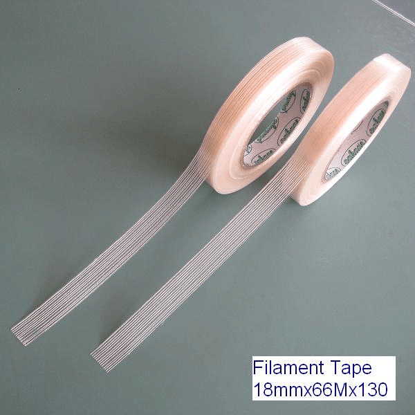 Filament tape, also referred to as strapping tape